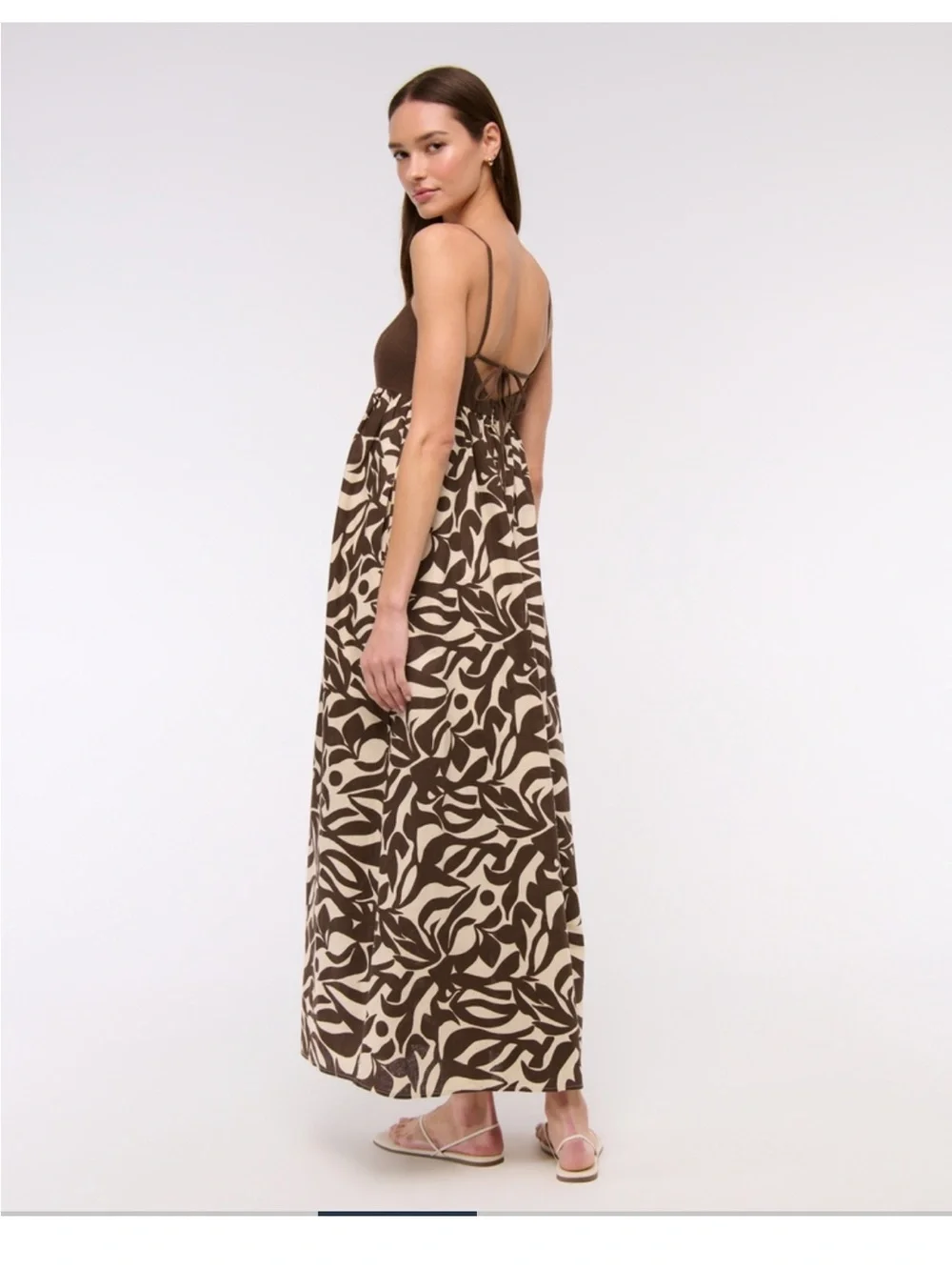 Abercrombie & Fitch Brown and Cream Printed Maxi Dress